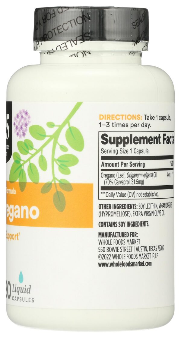 Aceite de orégano cápsulas 365 Whole Foods Market natural