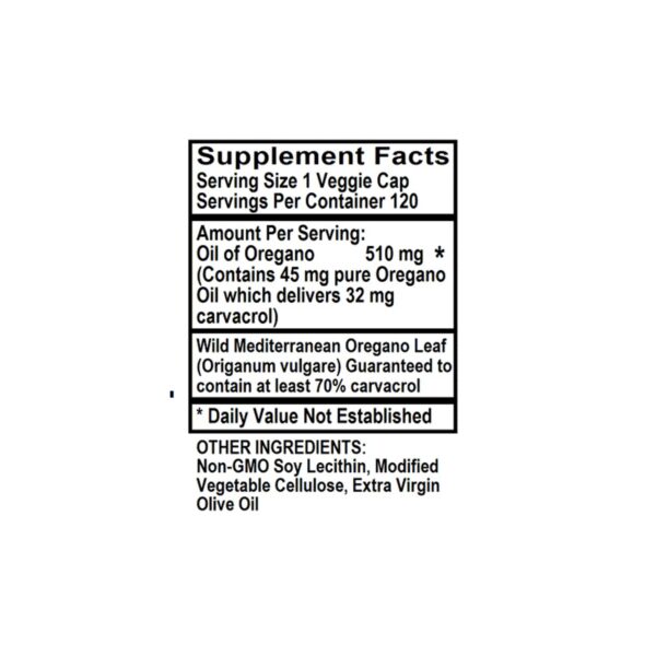 Version 1.0.0 Aceite de orégano cápsulas vegetarianas envase frontal
