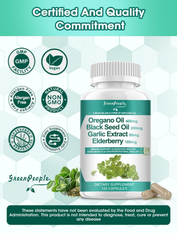 Aceite de orégano con ingredientes naturales en cápsulas