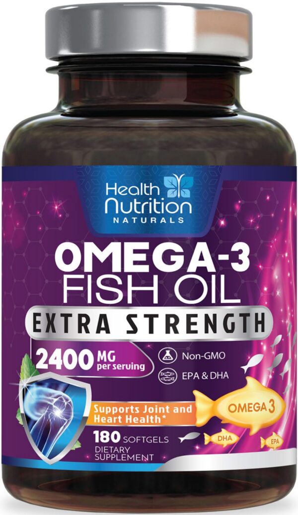 Frasco de aceite de pescado Omega-3 Health Nutrition Naturals