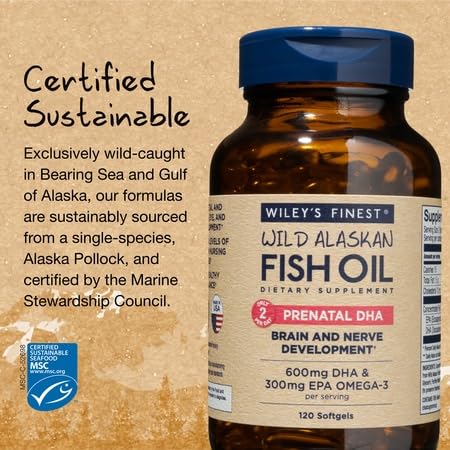 Aceite pescado prenatal sostenible Wiley's Finest certificado MSC