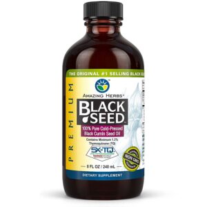 Botella de aceite premium de semilla negra Amazing Herbs para salud