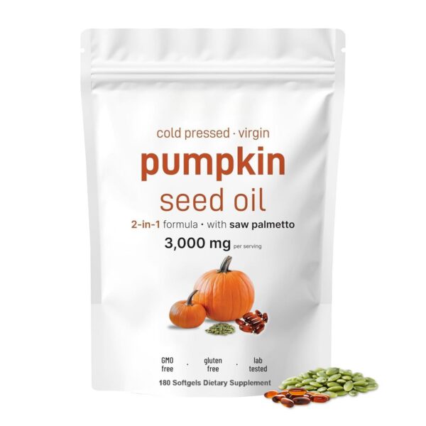 Frente del producto Aceite de calabaza con Saw Palmetto