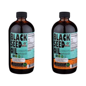 Aceite de semilla negra en botella de vidrio