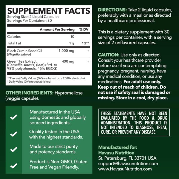 Etiqueta del producto con extracto de té verde