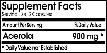 Etiqueta del producto Acerola 900 mg