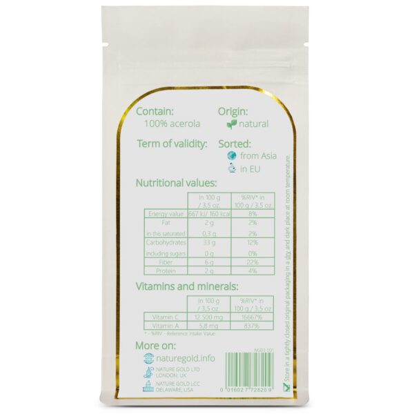 Etiqueta polvo Acerola Vitamina C