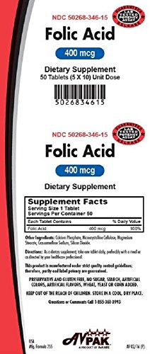 Ácido fólico 400mcg 50 tabletas frasco saludppe