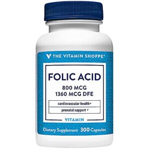 botella de ácido fólico 800mcg the vitamin shoppe