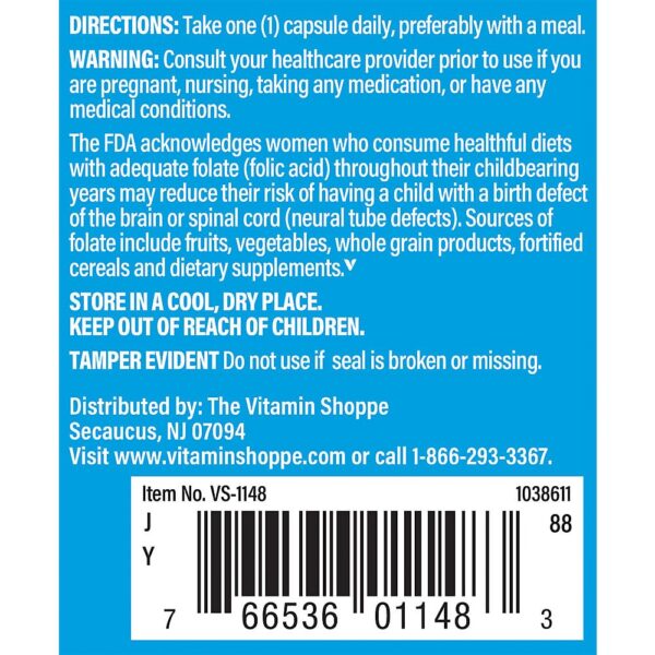 Version 1.0.0 Ácido fólico 800mcg The Vitamin Shoppe envase frontal