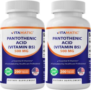 Ácido pantoténico Vitamatic 500 mg, 200 cápsulas pack