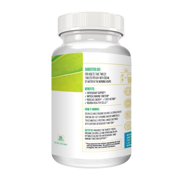 ACTIF etiqueta producto suplemento clorela espirulina