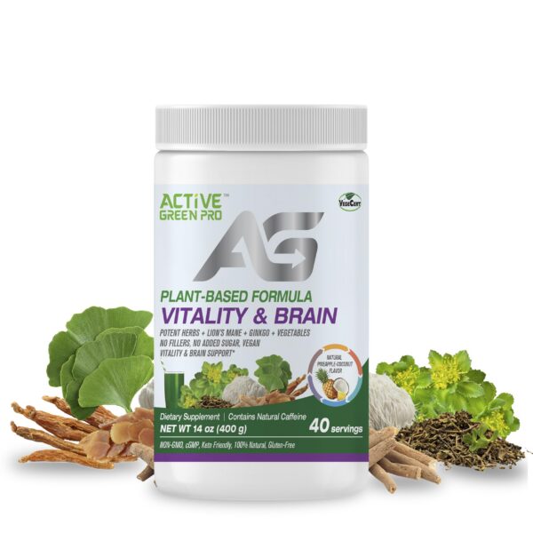 Version 1.0.0 Envase Active Green Pro polvo vitalidad y salud cerebral vegano