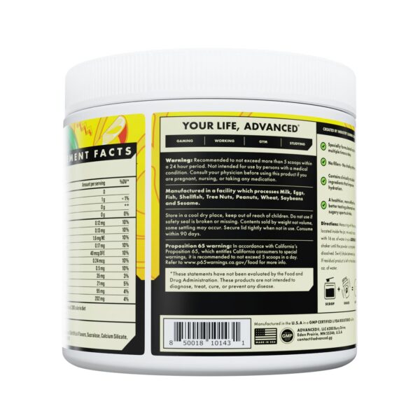 Etiqueta del producto Advanced Hydration Electrolyte Mix