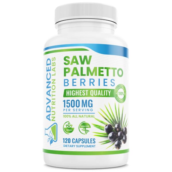 Version 1.0.0 Advanced Nutrition Labs suplemento Saw Palmetto botella 120 cápsulas veganas