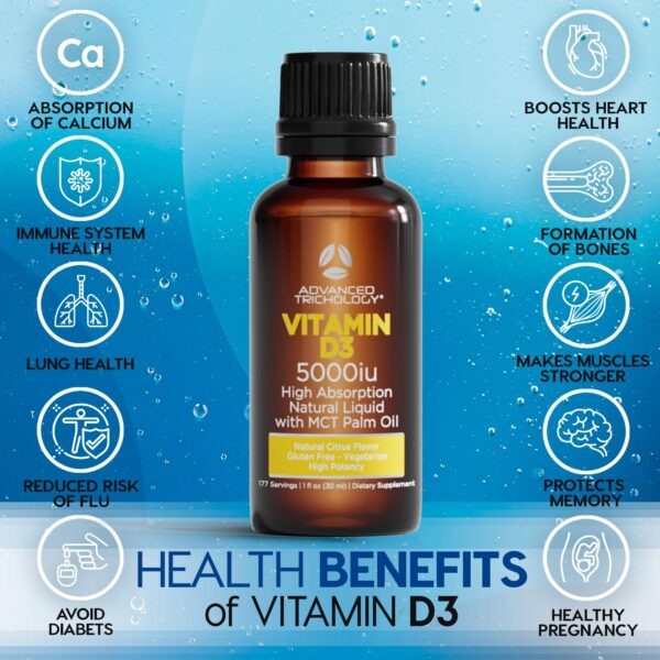Etiqueta frontal de Advanced Trichology Vitamina D3