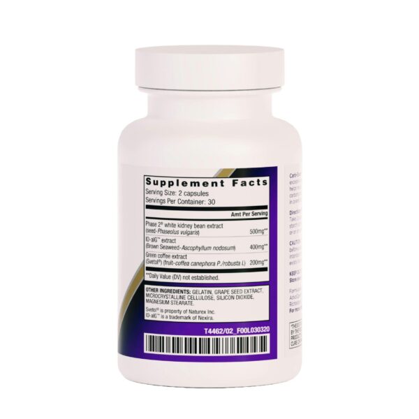 Etiqueta trasera AdvoCare Carb-Ease Plus 60 cápsulas