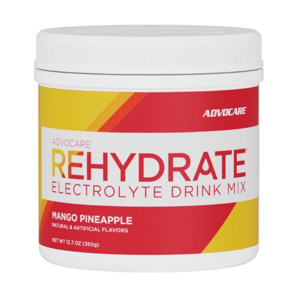 Version 1.0.0 AdvoCare Rehydrate frasco y etiqueta
