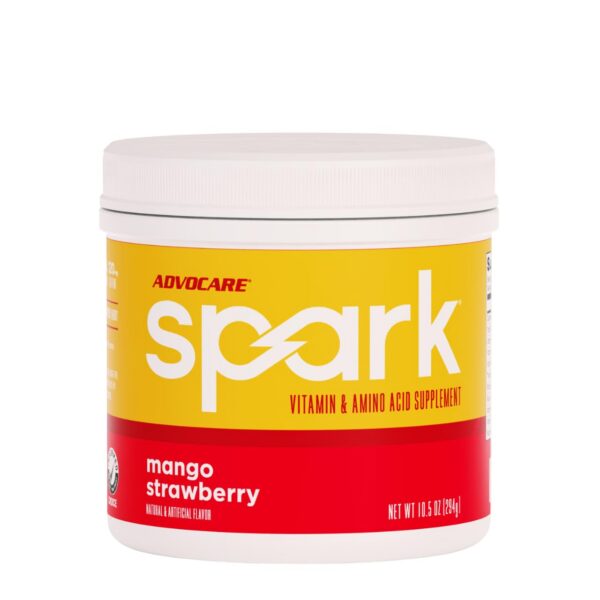 Version 1.0.0 Envase de AdvoCare Spark Mango Strawberry frontal
