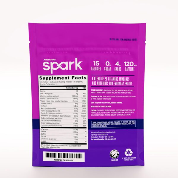 Version 1.0.0 Etiqueta del producto AdvoCare Spark sabor uva