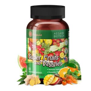 Frasco de suplemento aegabe de frutas y verduras naturales