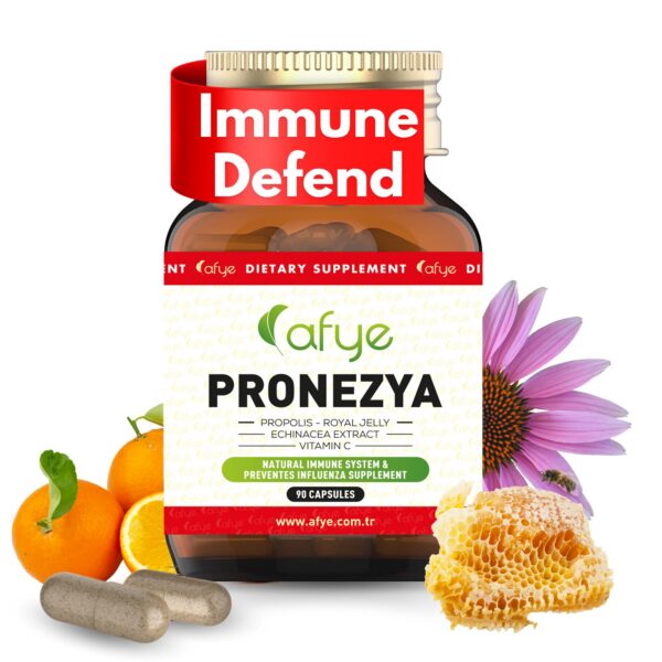 Suplemento afye PRONEZYA en botella de vidrio para sistema inmunológico
