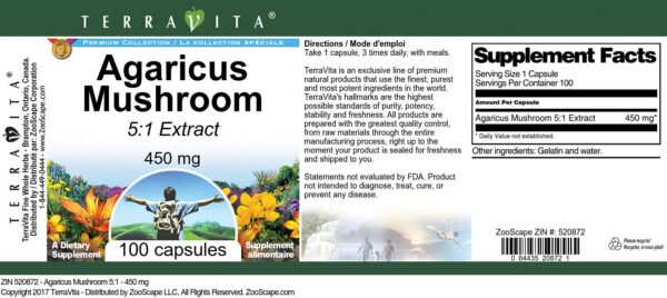Agaricus Mushroom suplemento en mesa