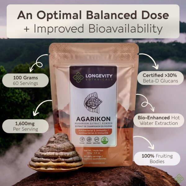 Agarikon extracto en polvo 100% cuerpo fructífero envase