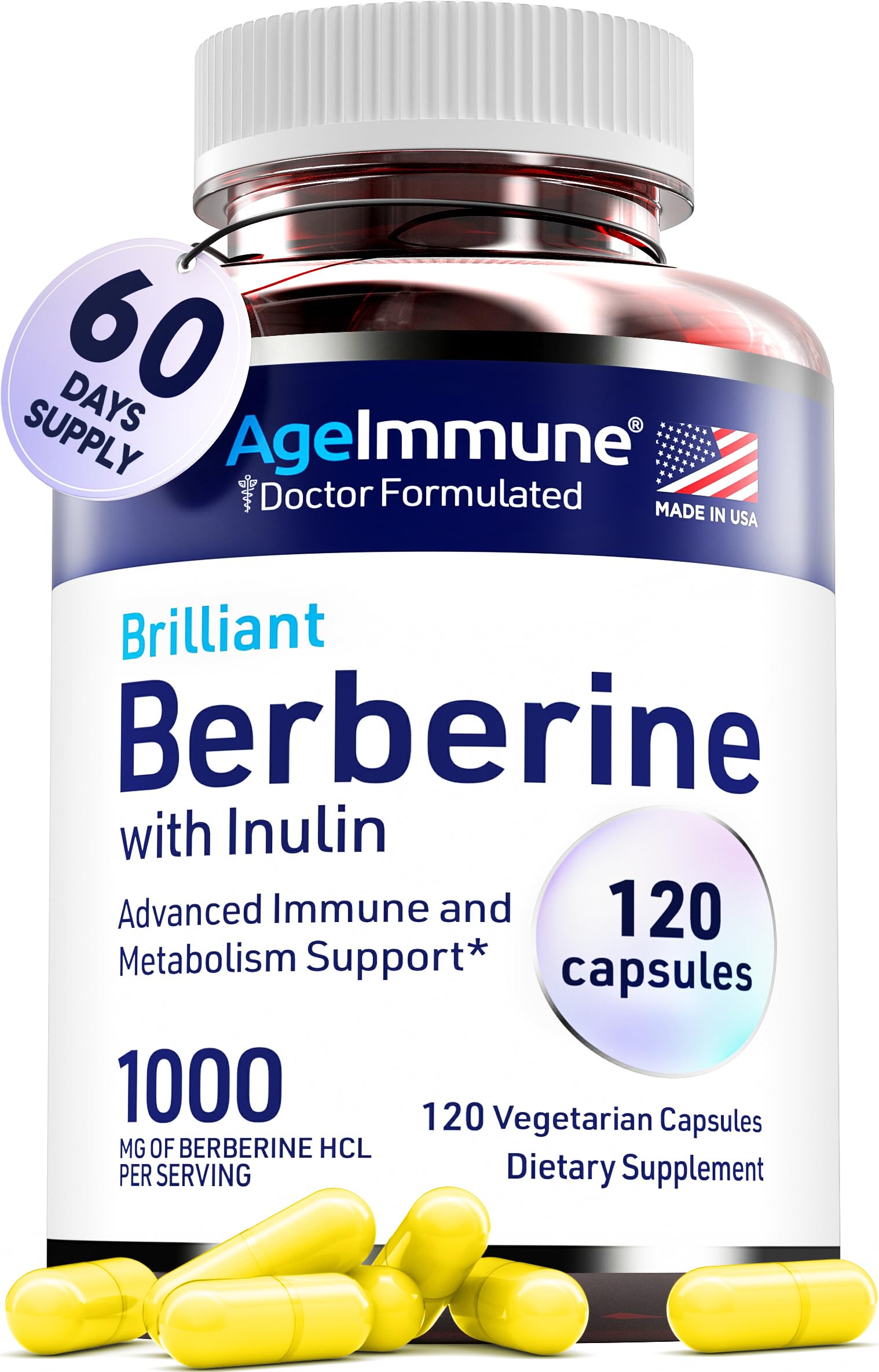 AgeImmune Berberine, 1000 mg