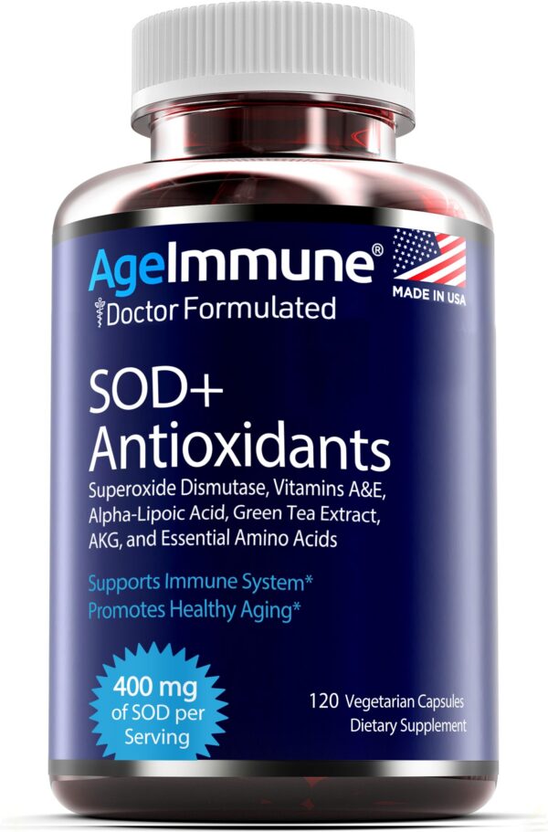 Version 1.0.0 AgeImmune SOD Antioxidants Complex etiqueta frontal