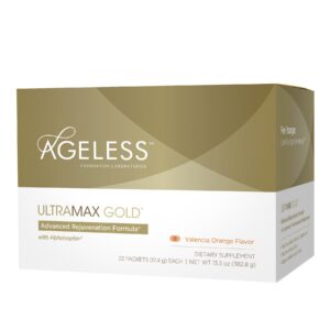 Version 1.0.0 AGELESS UltraMAX Gold suplemento antiedad 22 sobres naranja