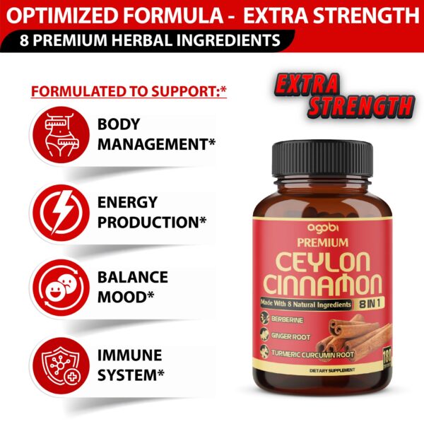 Frasco cápsulas Agobi suplemento 8 en 1 con gymnema y pimienta negra