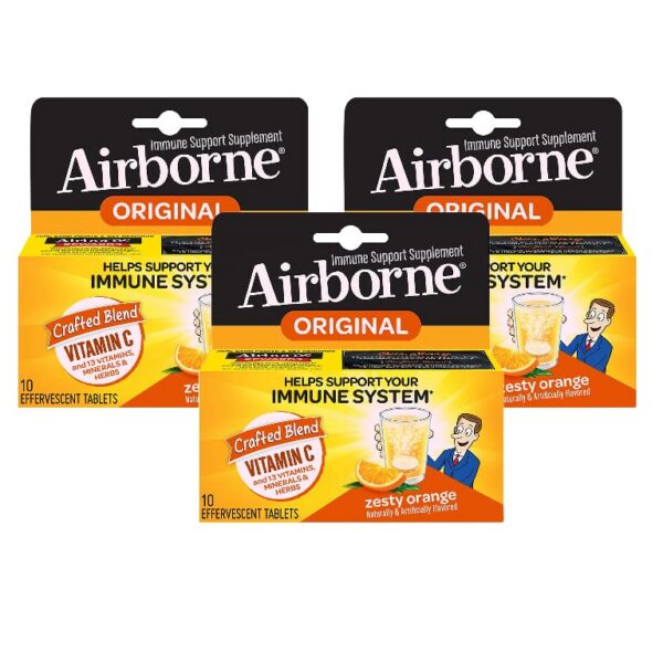 Tabletas efervescentes Airborne vitamina C 1000mg con sabor naranja