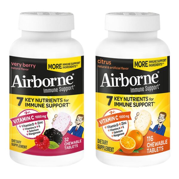 Airborne tabletas masticables vitamina C y zinc 116 unidades