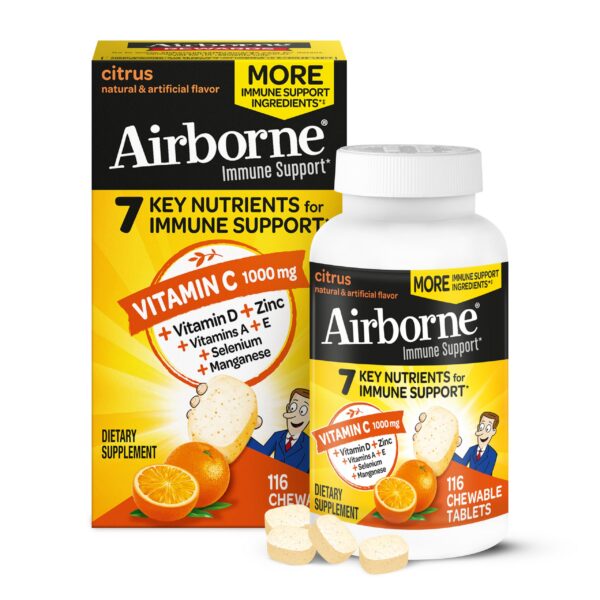 Airborne tabletas masticables vitamina C zinc y vitamina D