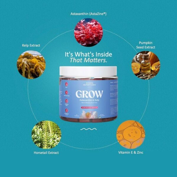 Caja de gominolas Akasha Superfoods para cabello y belleza con ingredientes naturales