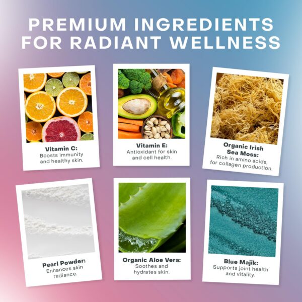 Bote Akasha Sea Moss Glow gummies con ingredientes orgánicos natural