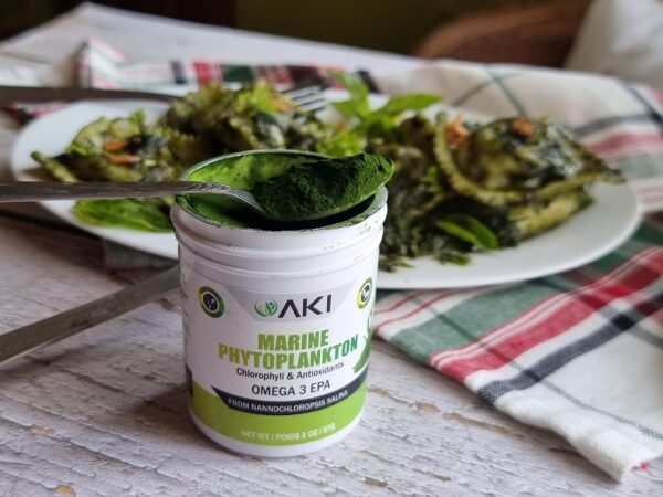 AKI ORGANIC polvo fitoplancton marino etiqueta detalle