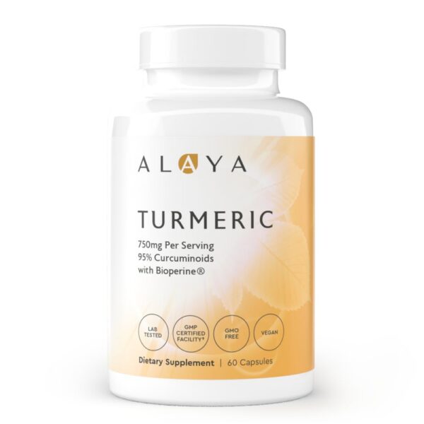 Frasco Alaya Naturals cúrcuma curcumina 750mg