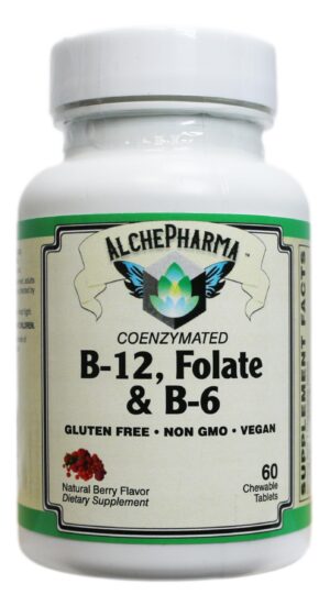 Frasco de AlchePharma B-12 coenzimado tabletas masticables