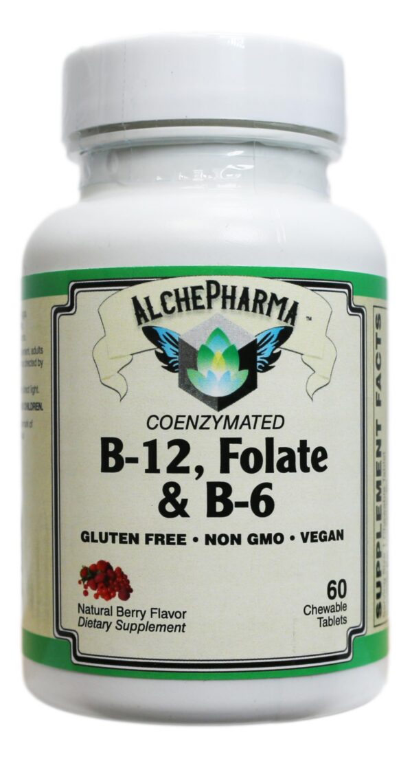 Frasco de AlchePharma B-12 coenzimado tabletas masticables