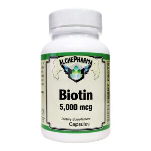 Version 1.0.0 AlchePharma biotina suplemento 120 cápsulas fácil tragar