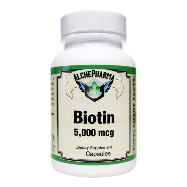 AlchePharma biotina suplemento 120 cápsulas fácil tragar