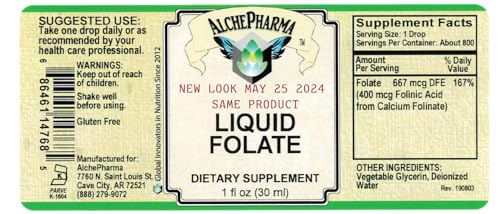 AlchePharma folato líquido gotas suplementarias