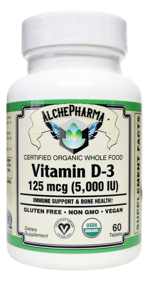 AlchePharma Vitamina D3 Orgánica 60 tabletas caja frontal