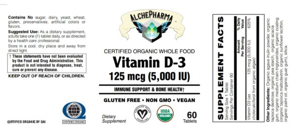 AlchePharma Vitamina D3 vista trasera de caja