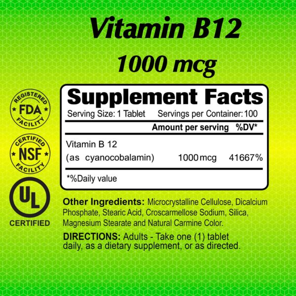 ALFA VITAMINS tableta vitamina B12 1000 mcg paquete 100