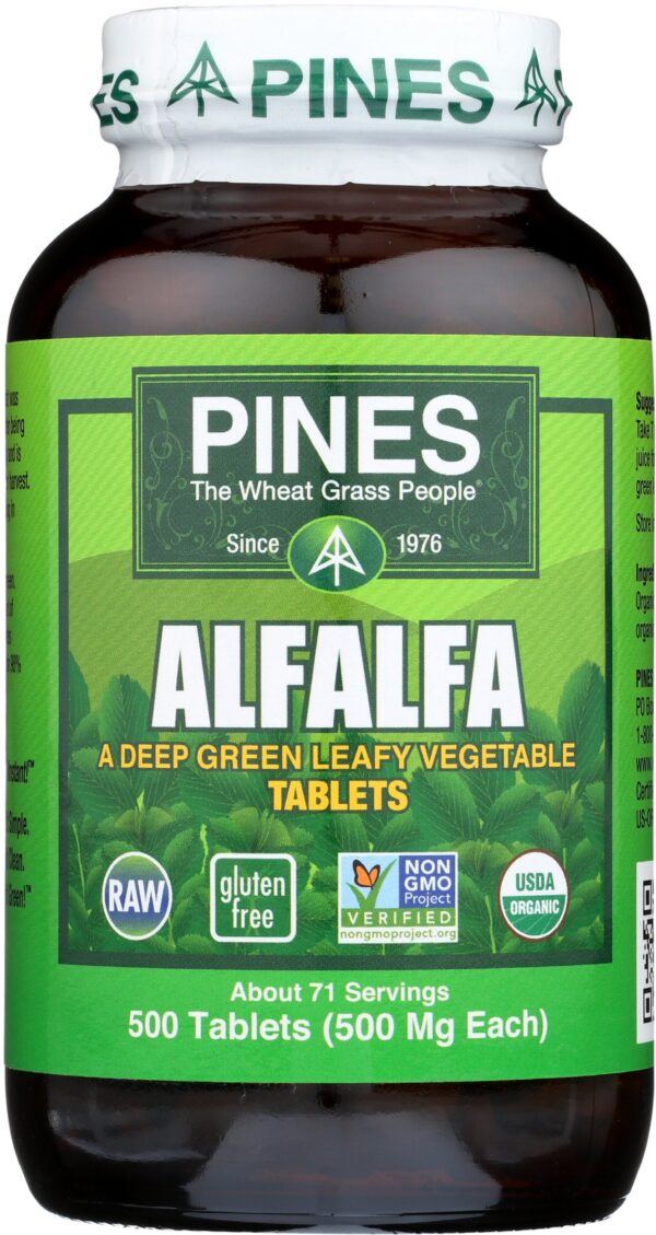 Alfalfa orgánica PINES bote 500 tabletas verdes