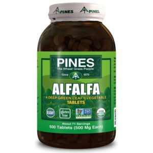 Alfalfa orgánica en tabletas 500 unidades Pines International