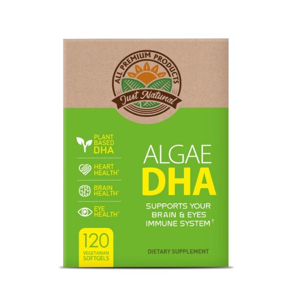 Caja frontal de Algae DHA 120 softgels NANOWELL
